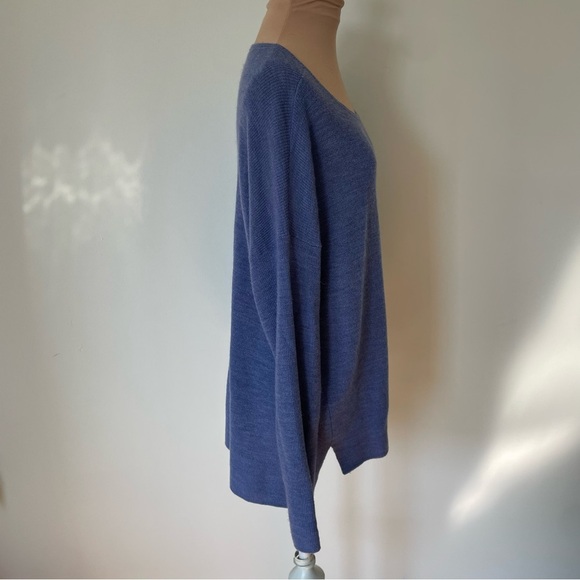 Eileen Fisher Fine Merino Links Pullover Periwinkle Blue Long Sleeve Sweater S - Picture 4 of 8